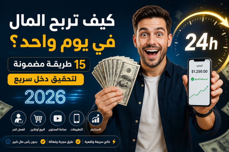 كيف تربح المال في يوم واحد؟ 15 طريقة مضمونة لتحقيق دخل سريع 2026