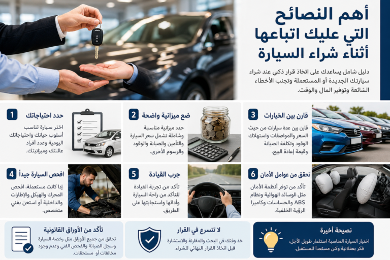 أهم النصائح التي عليك اتباعها أثناء شراء السيارة الجديدة أو المستعملة